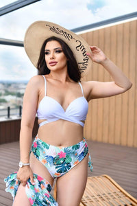Роздільний купальник з тропічним принтом і тунікою plus size