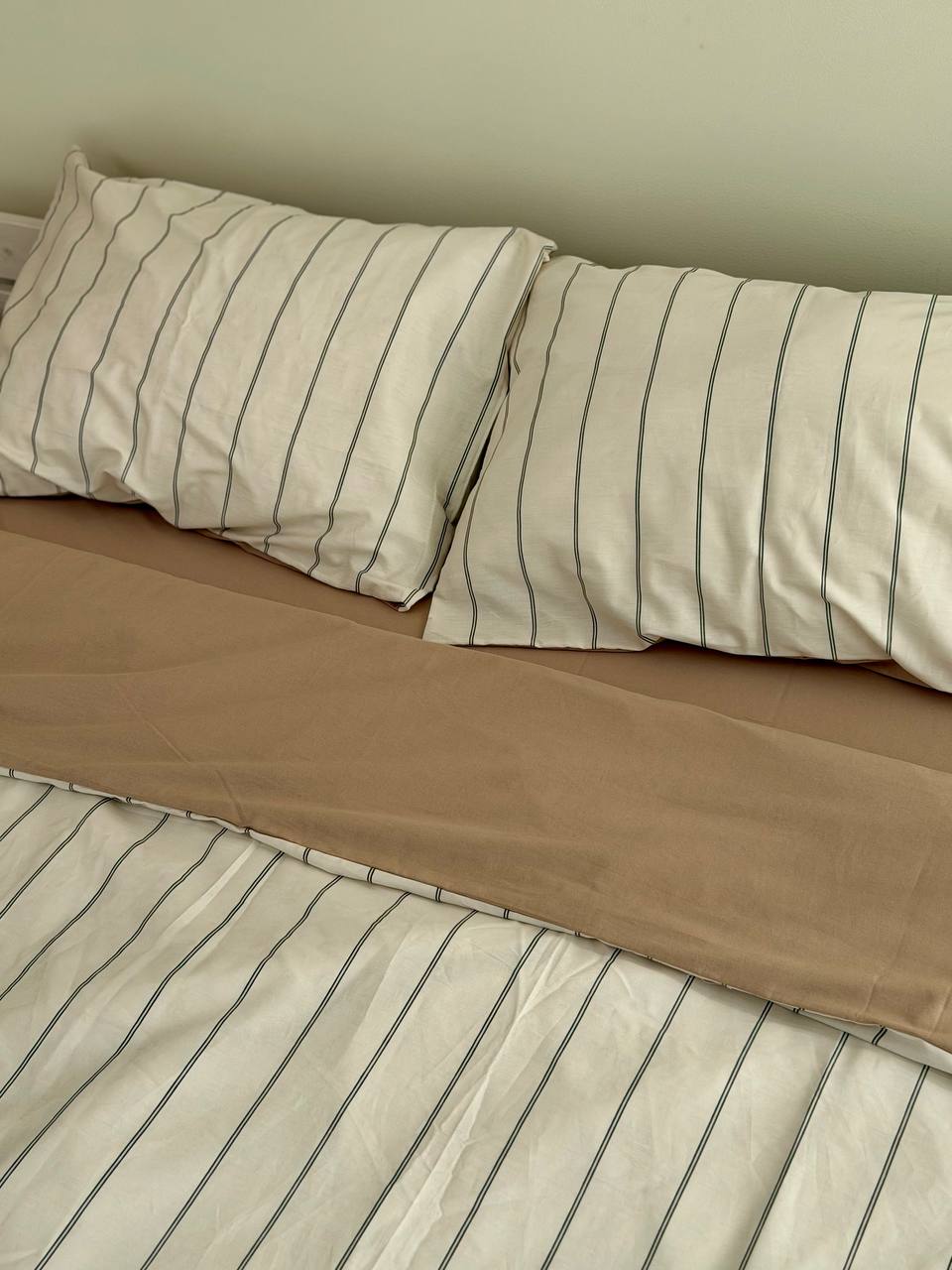 Сатиновий комплект постільної білизни Beige Stripes