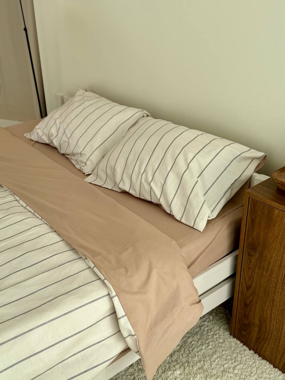 Сатиновий комплект постільної білизни Beige Stripes