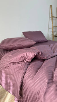 Страйп-сатиновий комплект постільної білизни Mauve