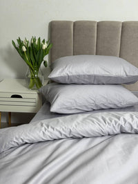Сатиновий комплект постільної білизни Light Grey