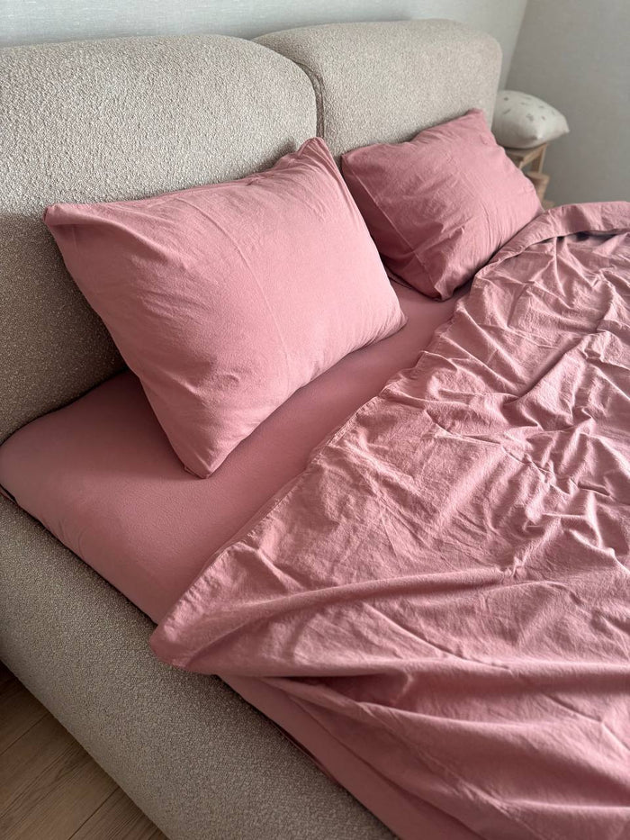 Stonewashed постільна білизна євро, Rose