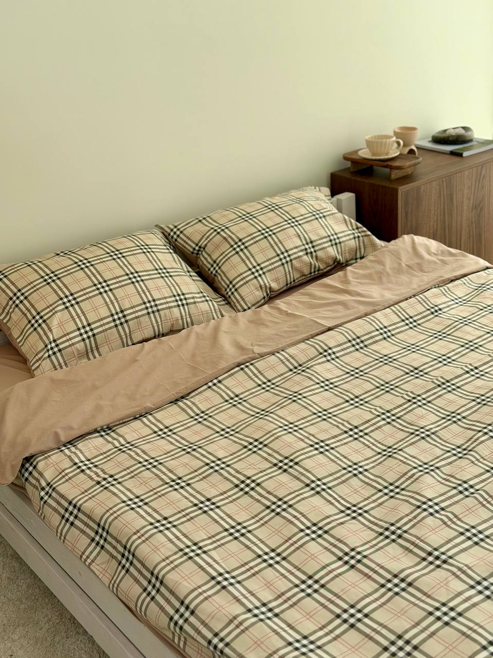 Сатиновий комплект постільної білизни Mocha Plaid