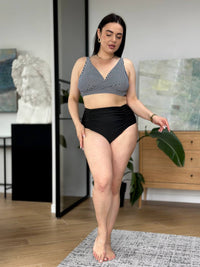Роздільний купальник у смужку з високими плавками plus size
