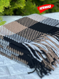 Плед Шотландка з китицями 145×200 см — новозеландська вовна