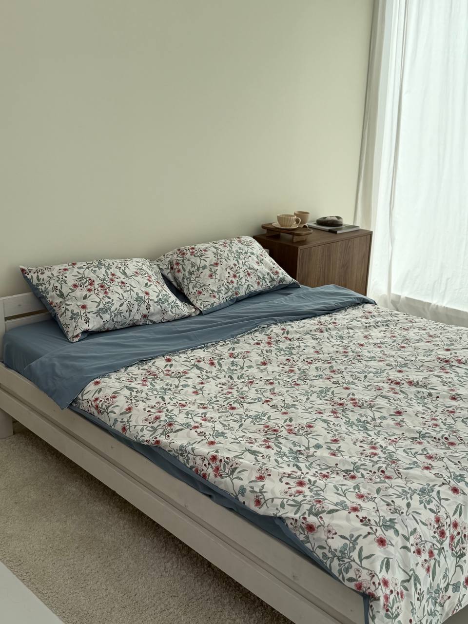Сатиновий комплект постільної білизни Blue Sakura