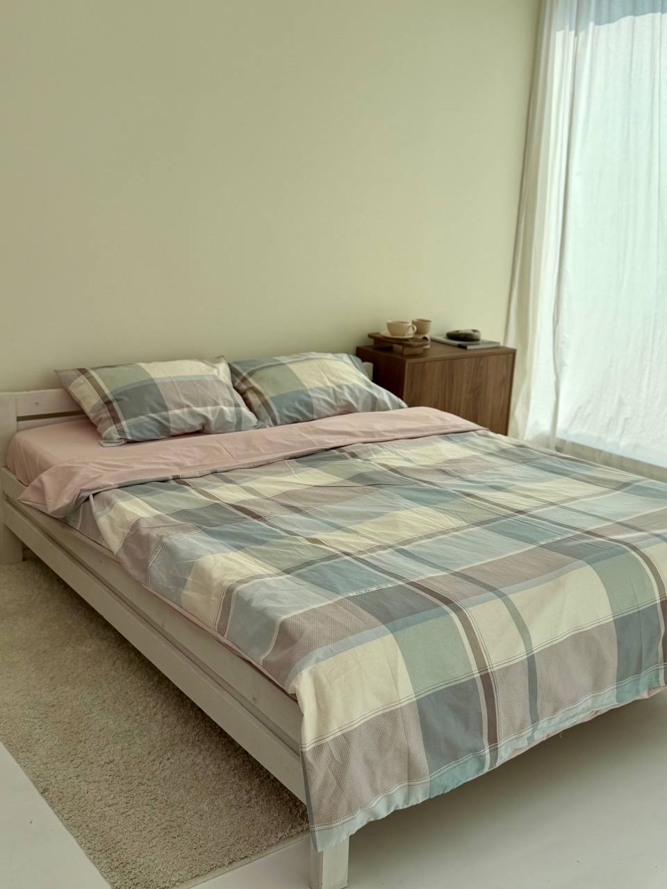 Сатиновий комплект постільної білизни Blue Plaid