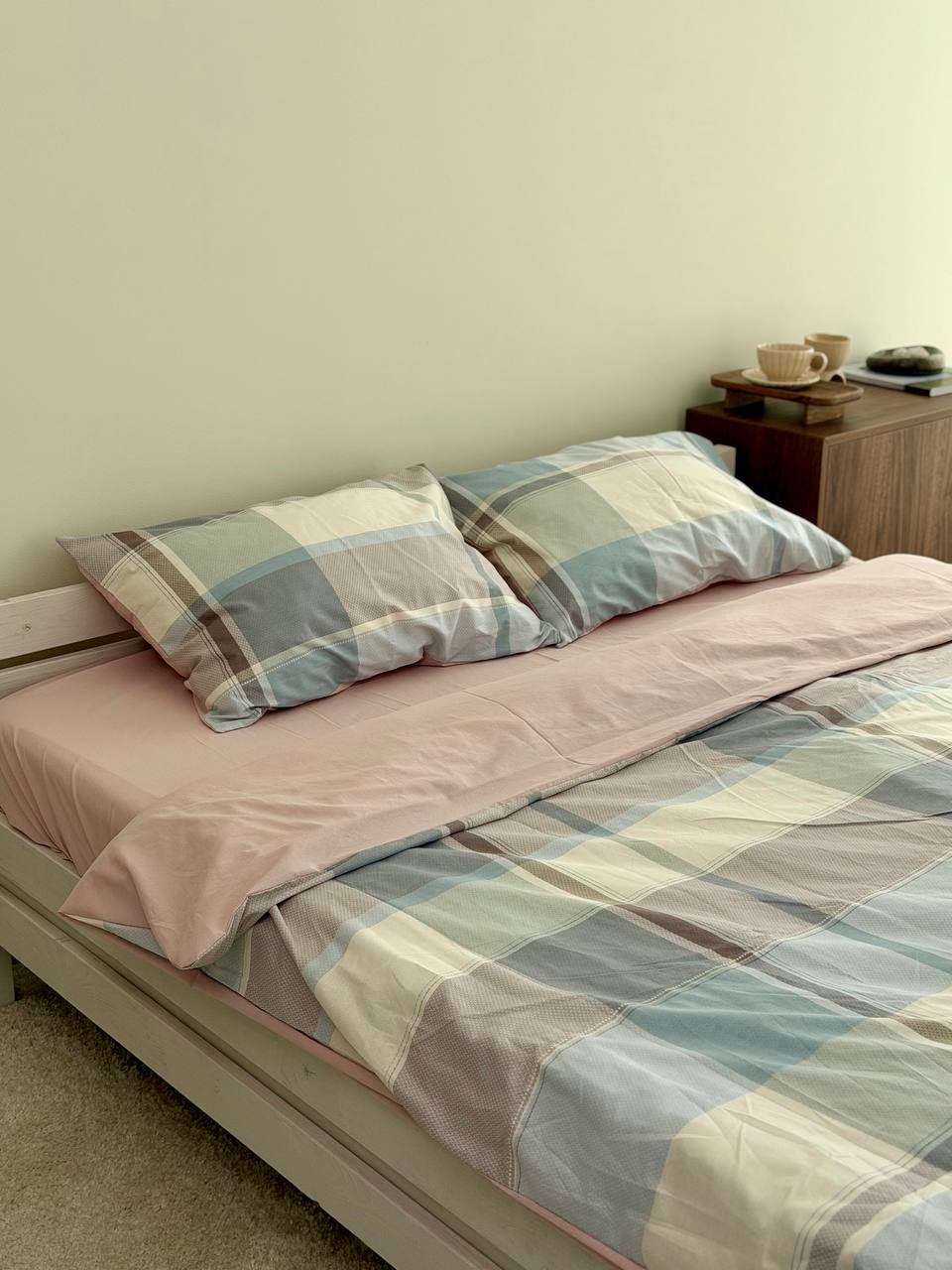Сатиновий комплект постільної білизни Blue Plaid
