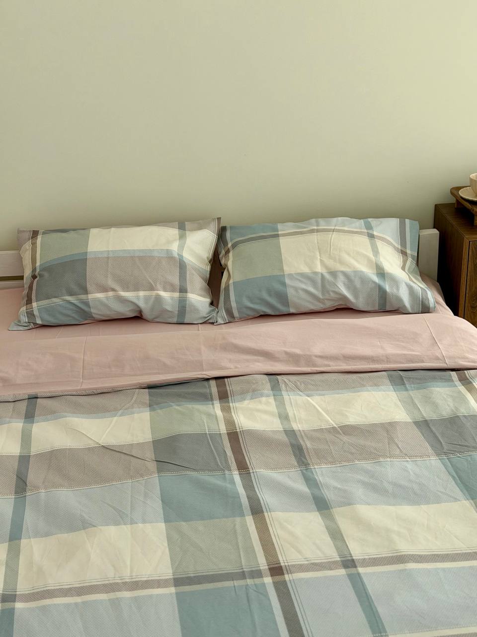 Сатиновий комплект постільної білизни Blue Plaid
