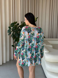 Роздільний купальник з тропічним принтом і тунікою plus size