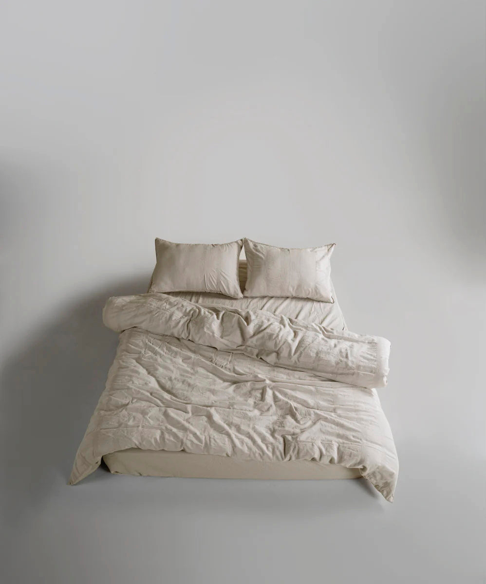 Постільна білизна stonewashed з жакардом, євро, крем