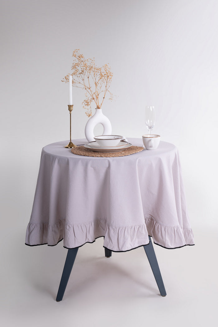 Кругла скатертина з вареної бавовни, Ø160 см, Opal Grey