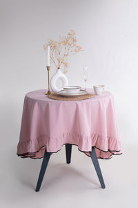 Скатертина з вареної бавовни кругла Ø160 см, Pale Mauve