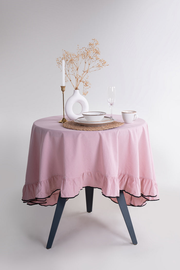 Скатертина з вареної бавовни кругла Ø160 см, Pale Mauve