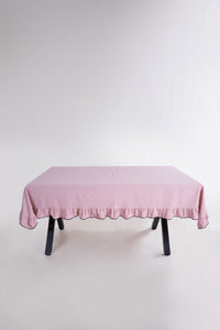 Скатертина з вареної бавовни з рюшею 160×220 см, Pale Mauve