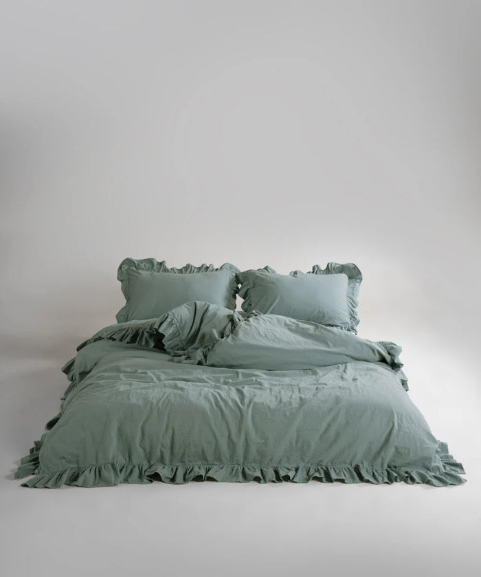 Stonewashed ранфорс, сімейний комплект, Natural Green