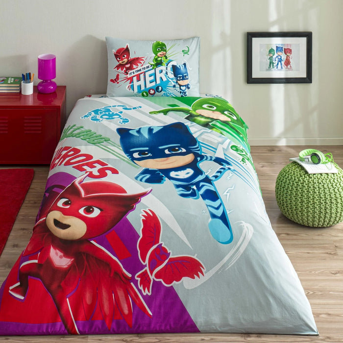 Бавовняна постільна білизна PJ Masks, полуторна 160×220 см