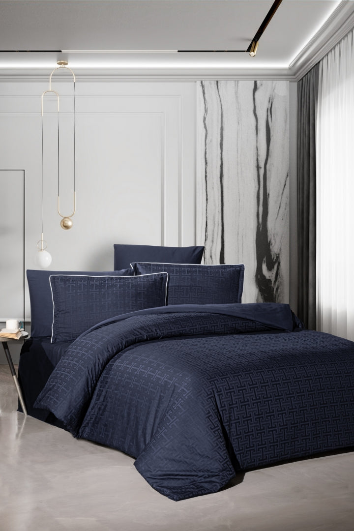 Сатиновий сімейний комплект постільної білизни, Navy Blue