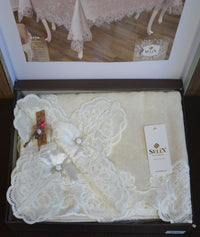 Велюрова скатертина бежева 160×300 см
