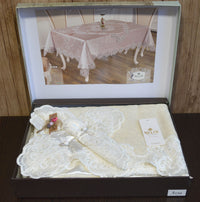 Велюрова скатертина бежева 160×220 см