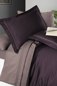 Сатиновий євро комплект постільної білизни Serenity Purple Lilac