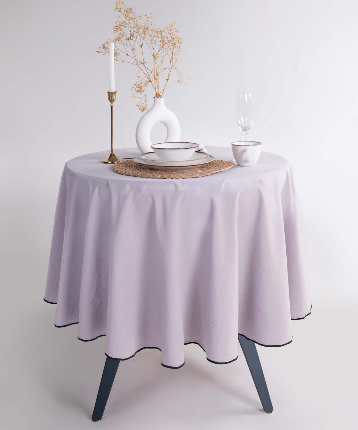 Скатертина з вареної бавовни кругла Ø160 см, Opal Grey