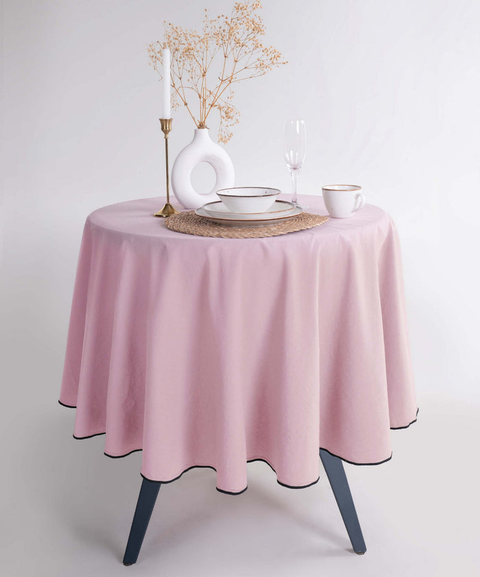 Скатертина з вареної бавовни кругла Ø160 см, Pale Mauve