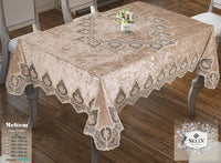 Велюрова скатертина бежева 160×350 см