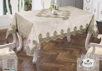Велюрова скатертина бежева 160×350 см