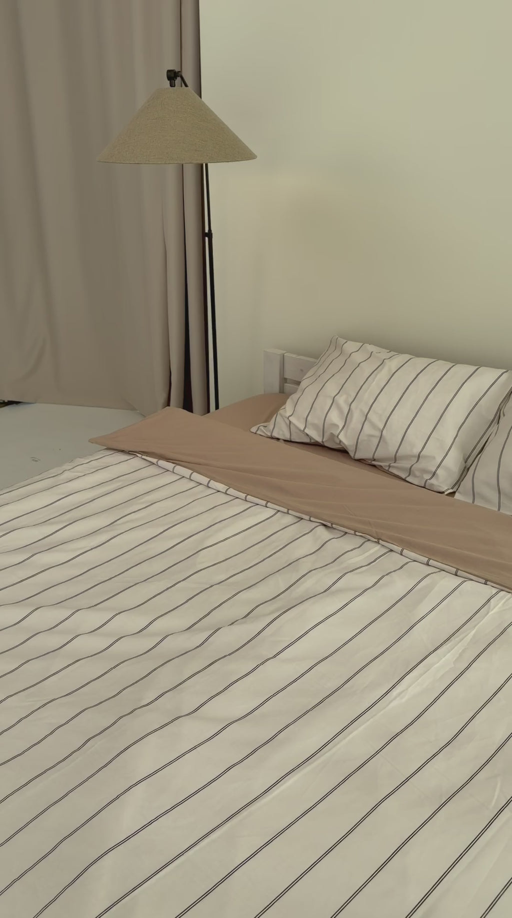 Сатиновий комплект постільної білизни Beige Stripes