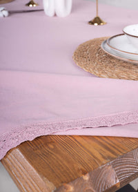 Скатертина з вареної бавовни з гіпюром 160×220 см Pale Mauve