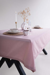 Скатертина з вареної бавовни з гіпюром 160×220 см Pale Mauve