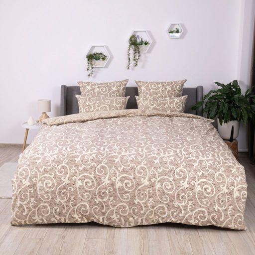 Комплект постільної білизни «Soft dreams» — Beige and White, ранфорс