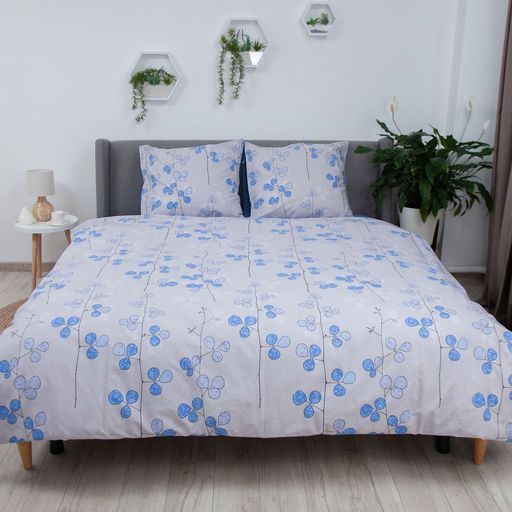 Комплект постільної білизни «Soft dreams» — Blue Flowers, ранфорс