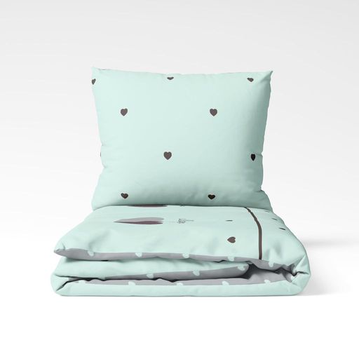 Комплект постільної білизни «Happy Sleep» — Mint&Grey Hearts, ранфорс