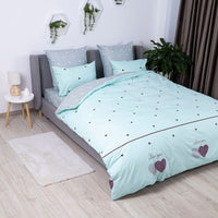Комплект постільної білизни «Happy Sleep» — Mint&Grey Hearts, ранфорс