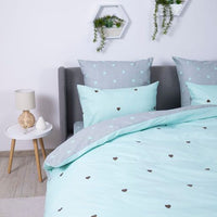 Комплект постільної білизни «Happy Sleep» — Mint&Grey Hearts, ранфорс