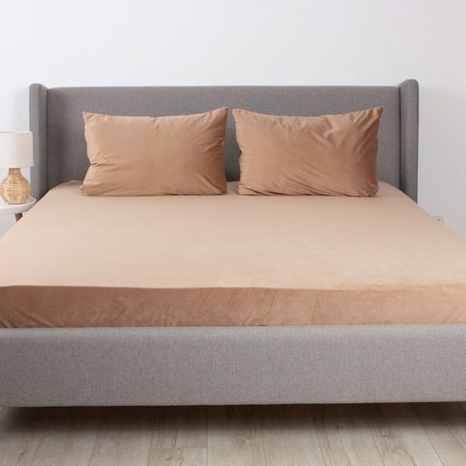 Простирадло «VELOUR» з резинкою — Капучіно, мікрофібра