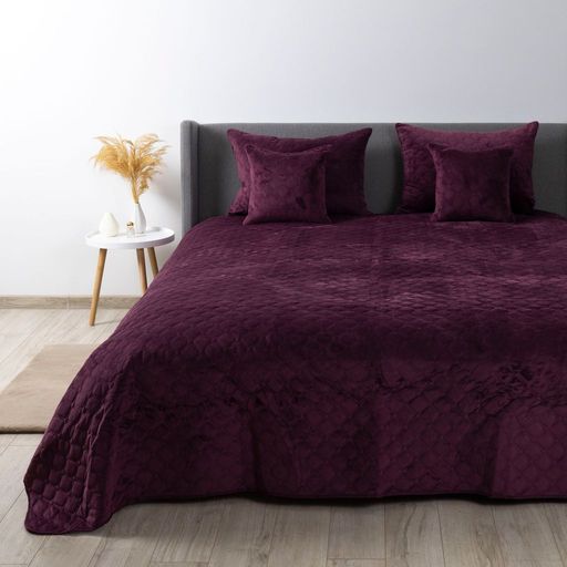 Покривало «VELOUR» 1шт — Бордо/Ромб круглий, мікрофібра
