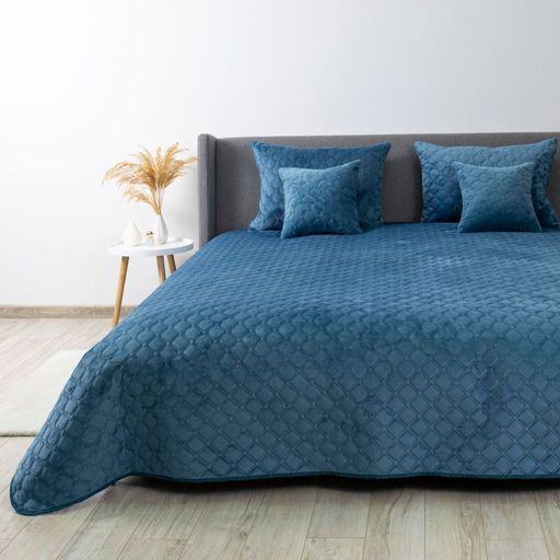Покривало «VELOUR» 1шт — Cиній/Ромб круглий, мікрофібра