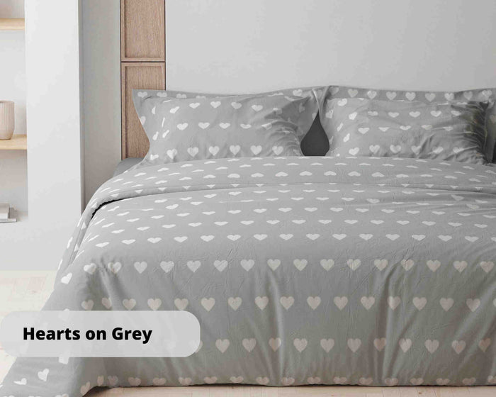 Комплект постільної білизни — HEARTS ON GREY, ранфорс