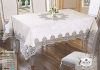 Велюрова скатертина бежева 160×350 см